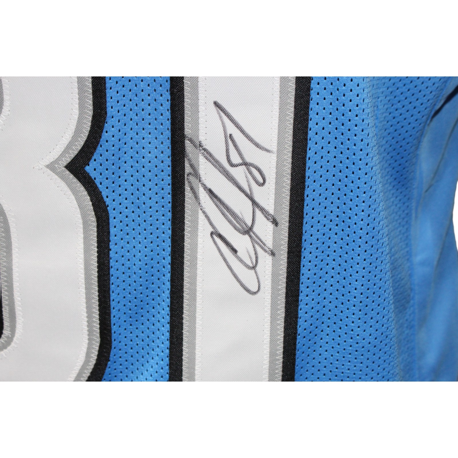 Calvin Johnson Autographed/Signed Pro Style Blue Jersey Beckett