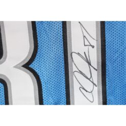 Calvin Johnson Autographed/Signed Pro Style Blue XL Jersey Beckett Witness 51782