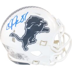 Calvin Johnson Autographed Detroit Lions 24 STS Mini Helmet Beckett WIT 51776