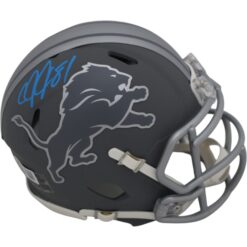 Calvin Johnson Autographed/Signed Detroit Lions Slate Mini Helmet Beckett 47637 