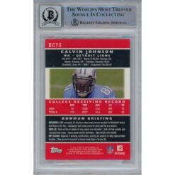 Calvin Johnson Autographed 2007 Bowman Chrome BC75 Card 10 Grade Beckett 47044