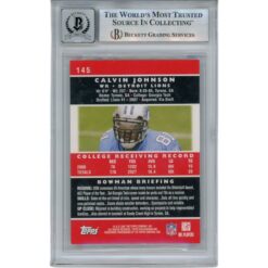 Calvin Johnson Autographed/Signed 2007 Bowman #145 Trading Card Beckett 48992