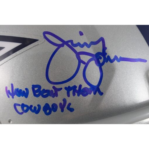 Jimmy Johnson Signed Dallas Cowboys Pro Helmet How Bout Them Cowboys BAS 50128
