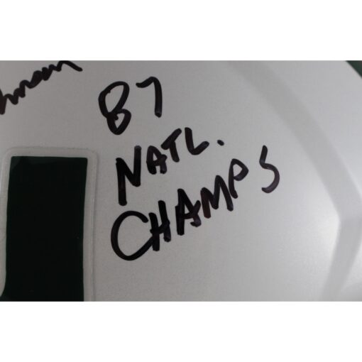 Jimmy Johnon Autographed Miami Hurricanes F/S Helmet 87 Champs Beckett 50131
