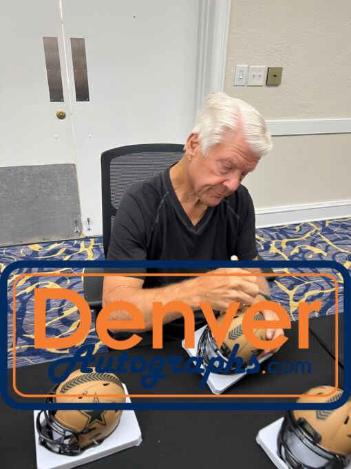 Jimmy Johnson Autographed Dallas Cowboys 23 Salute Mini Helmet Beckett 48641