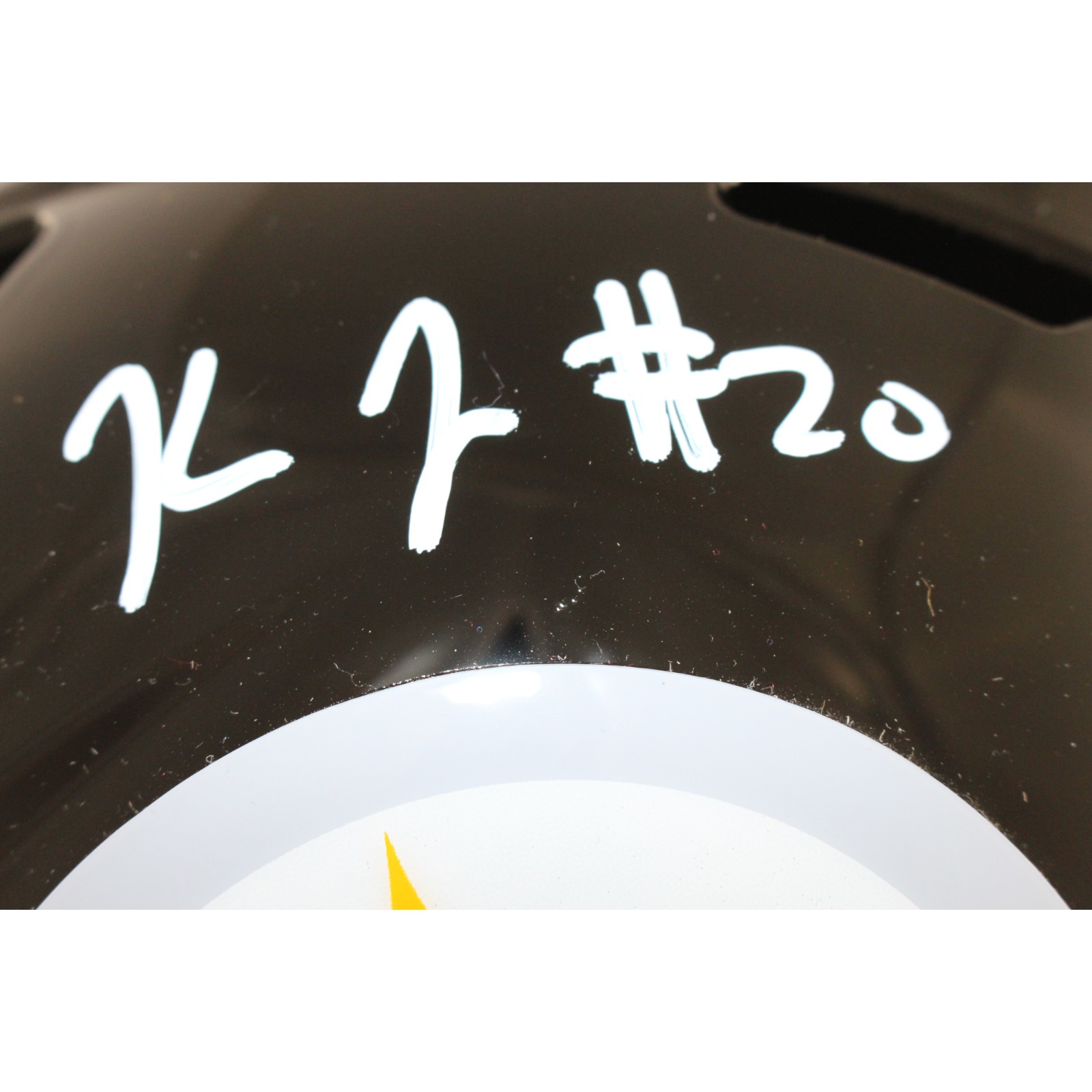 Kaleb Johnson Autographed Pittsburgh Steelers F/S Helmet Beckett Witness 51687 2 Kaleb Johnson Autographed Pittsburgh Steelers F/S Helmet Beckett Witness 51687