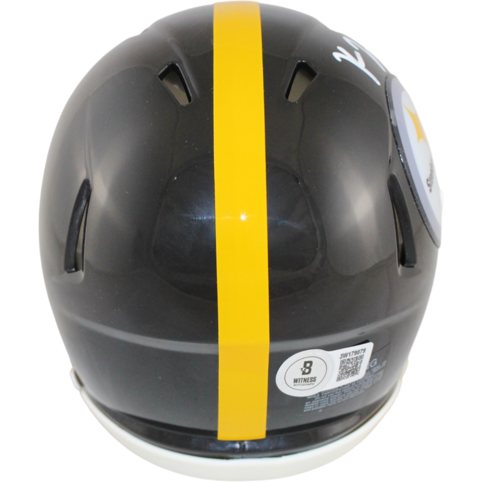 Kaleb Johnson Autographed Pittsburgh Steelers Mini Helmet Beckett Witness 51702 3 Kaleb Johnson Autographed Pittsburgh Steelers Mini Helmet Beckett Witness 51702
