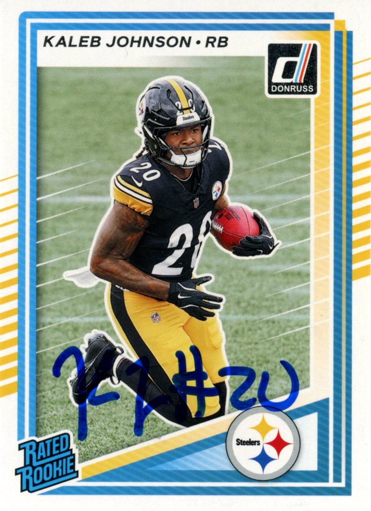 Kaleb Johnson Autographed Steelers 2025 Donruss #322 Card Beckett 57011