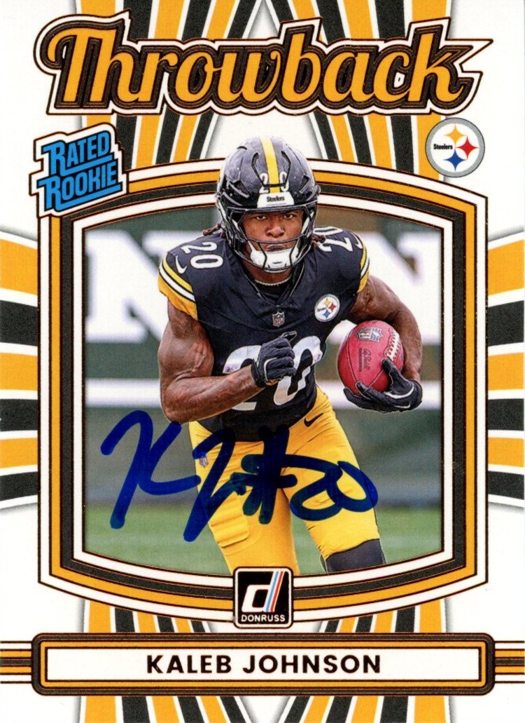 Kaleb Johnson Autographed 2025 Donruss Throwback #46 Card Beckett Witness 57004