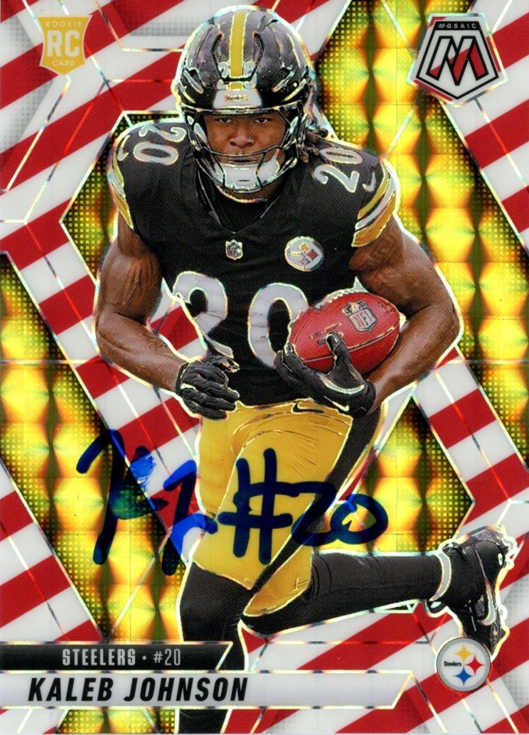 Kaleb Johnson Autographed 2025 Panini Mosaic Red&White #315 Card Beckett 56974
