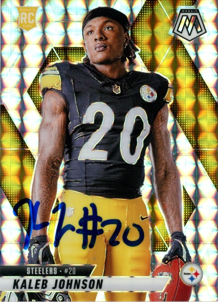 Kaleb Johnson Autographed 2025 Panini Mosaic Silver #289 Card Beckett 57010 1 Kaleb Johnson Autographed 2025 Panini Mosaic Silver #289 Card Beckett 57010