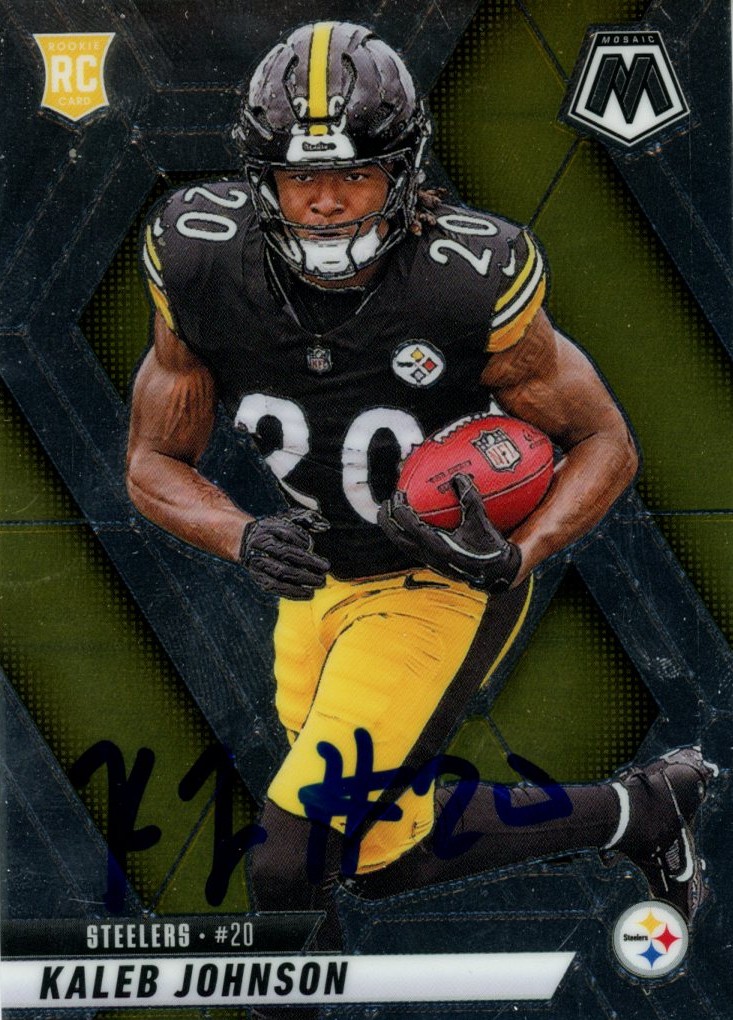 Kaleb Johnson Autographed Steelers 2025 Panini Mosaic #315 Card Beckett 56979 1 Kaleb Johnson Autographed Steelers 2025 Panini Mosaic #315 Card Beckett 56979