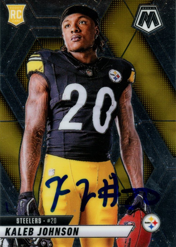 Kaleb Johnson Autographed Steelers 25 Panini Mosaic Base #289 Card Beckett 57021 1 Kaleb Johnson Autographed Steelers 25 Panini Mosaic Base #289 Card Beckett 57021