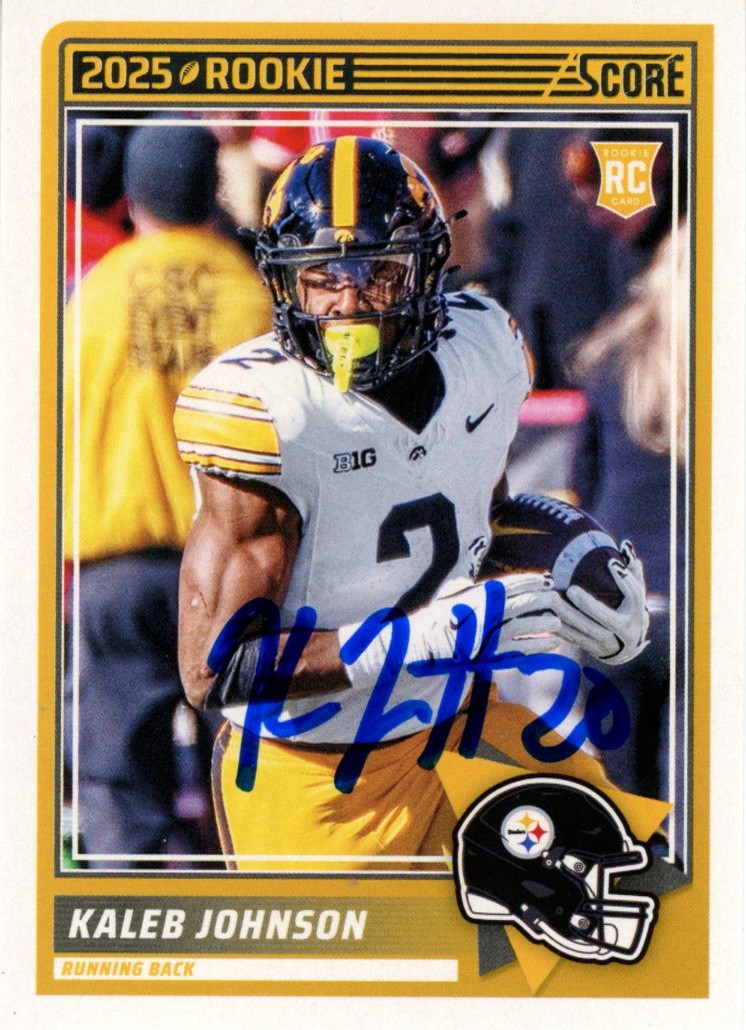 Kaleb Johnson Autographed Pittsburgh Steelers 2025 Score #12 Card Beckett 56982
