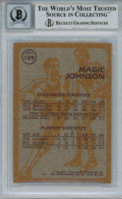 Magic Johnson Signed 1981-82 Topps #W109 Trading Card Beckett 10 Slab