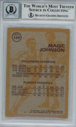 Magic Johnson Signed 1981-82 Topps #W109 Trading Card Beckett 10 Slab