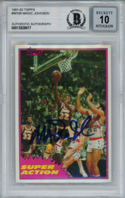 Magic Johnson Signed 1981-82 Topps #W109 Trading Card Beckett 10 Slab