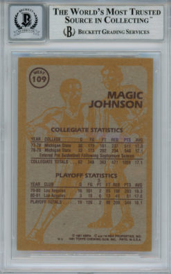 Magic Johnson Signed 1981-82 Topps #W109 Trading Card Beckett 10 Slab