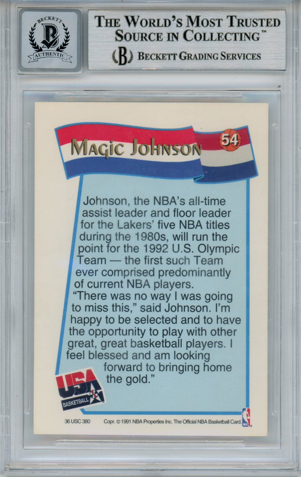Magic Johnson Signed 1991-92 Hoops #54 Trading Card Beckett 10 Slab