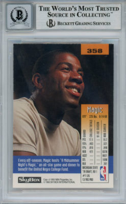 Magic Johnson Signed 1992-93 Skybox #358 Trading Card Beckett 10 Slab