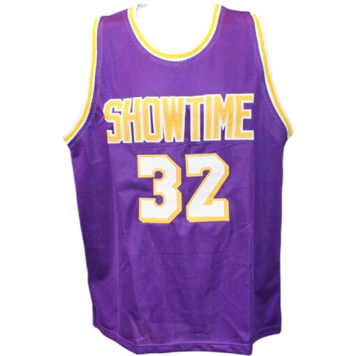 Magic Johnson Autographed/Signed Pro Style sz XL Purple Jersey Beckett 51270