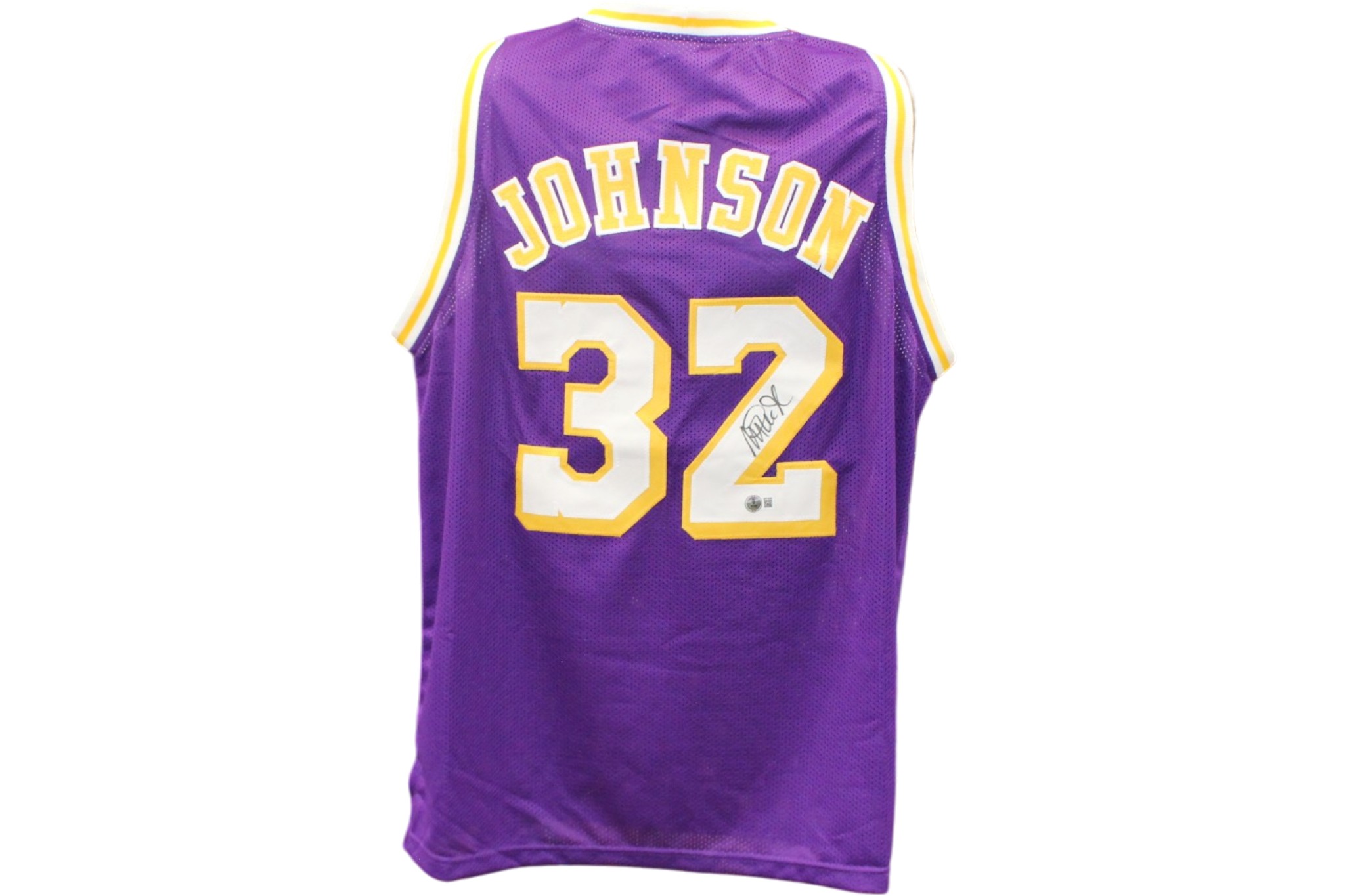 Magic Johnson Autographed/Signed Pro Style Sz XL Purple Jersey Beckett W 55360