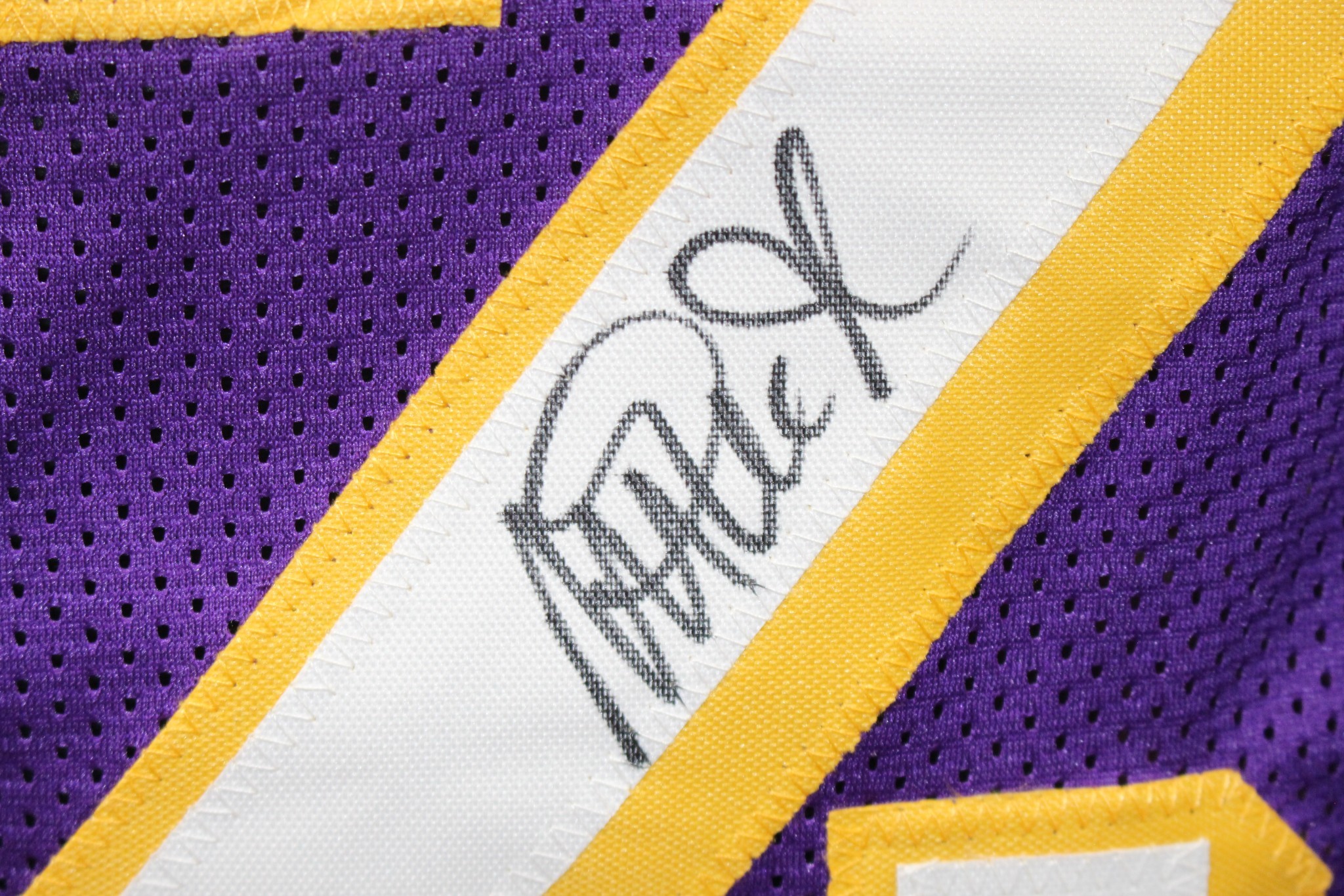 Magic Johnson Autographed/Signed Pro Style Sz XL Purple Jersey Beckett W 55360