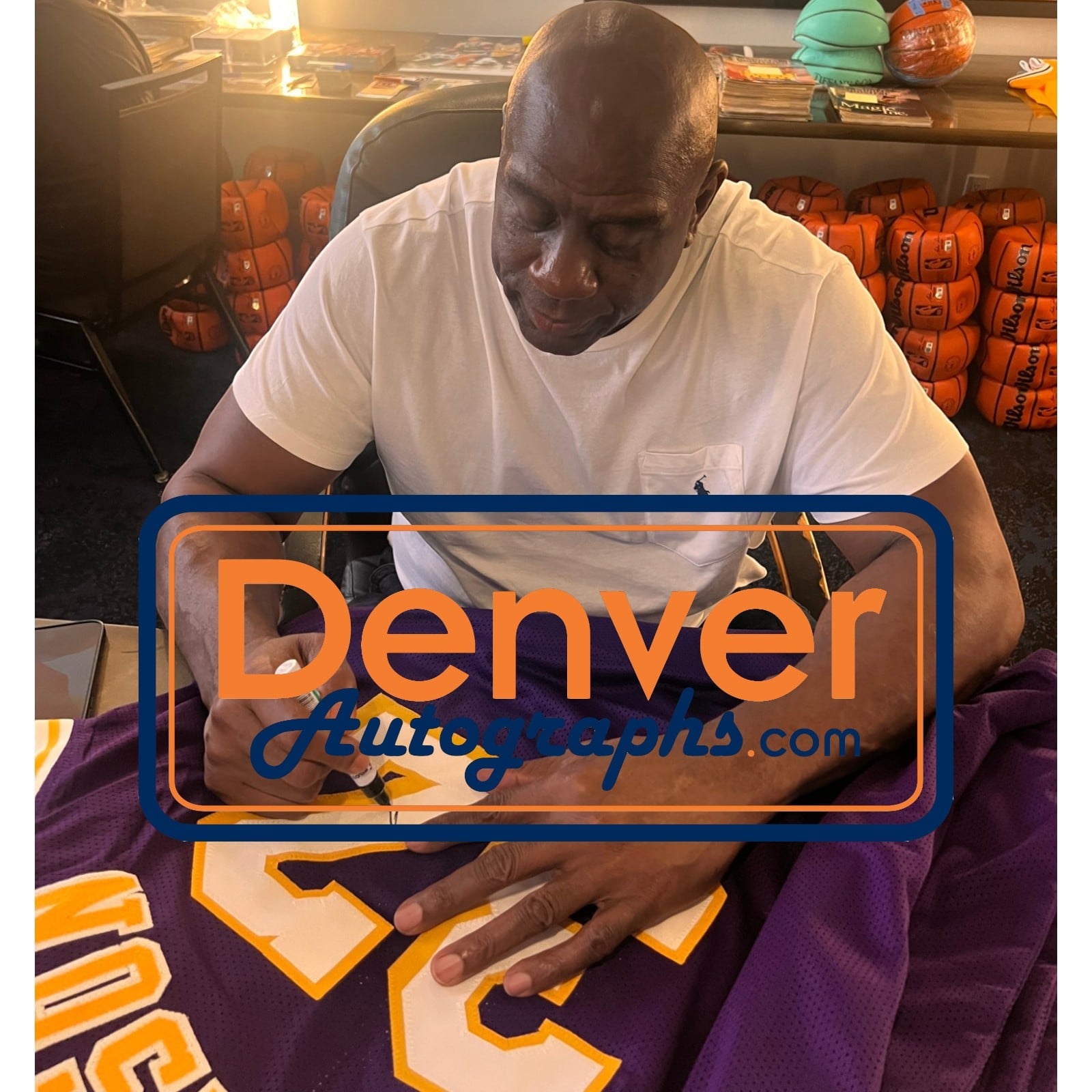 Magic Johnson Autographed Pro Style Showtime Sz XL Jersey Beckett WIT 58487 5 Magic Johnson Autographed Pro Style Showtime Sz XL Jersey Beckett WIT 58487