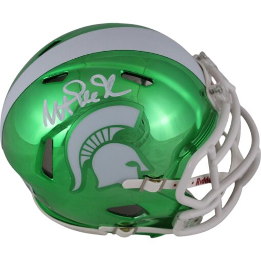 Magic Johnson Autographed/Signed/Signed Michigan State Chrome Mini Helmet Beckett Witness 49615