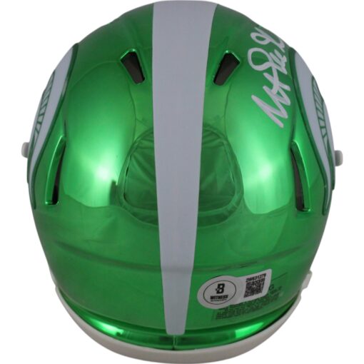 Magic Johnson Autographed/Signed/Signed Michigan State Chrome Mini Helmet Beckett Witness 49615