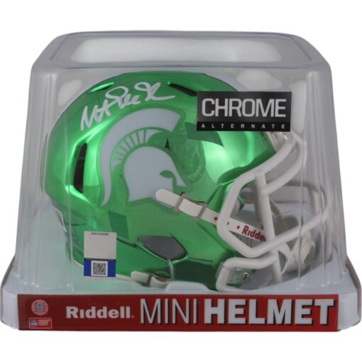 Magic Johnson Autographed/Signed/Signed Michigan State Chrome Mini Helmet Beckett Witness 49615
