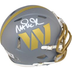 Magic Johnson Autographed/Signed Washington Commanders Slate Mini Helmet Beckett Witness 49618