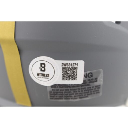 Magic Johnson Autographed/Signed Washington Commanders Slate Mini Helmet Beckett Witness 49618