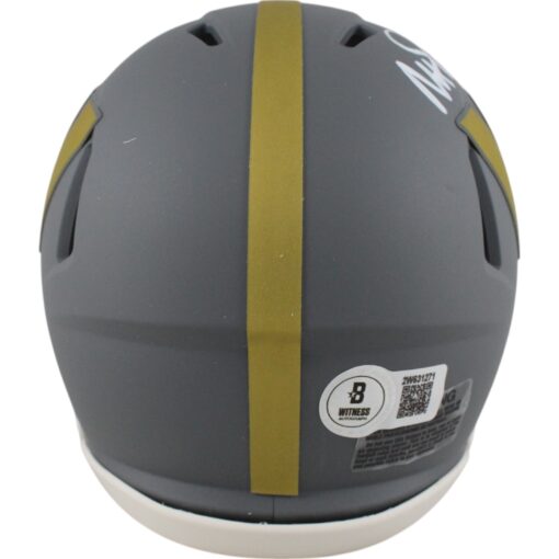 Magic Johnson Autographed/Signed Washington Commanders Slate Mini Helmet Beckett Witness 49618