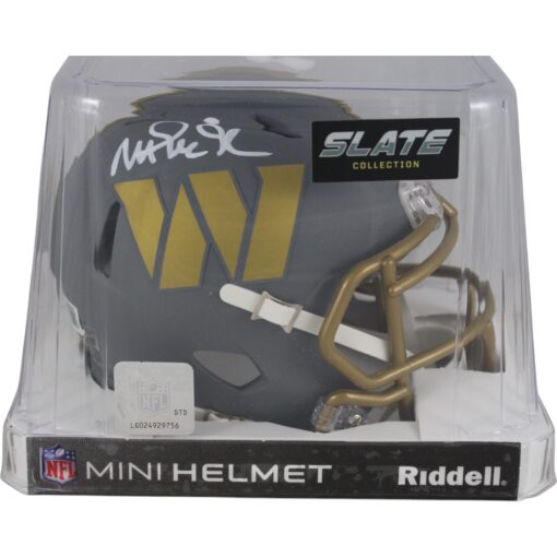 Magic Johnson Autographed/Signed Washington Commanders Slate Mini Helmet Beckett Witness 49618