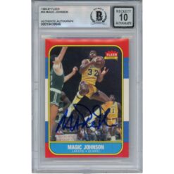 Magic Johnson Autographed 1986 Fleer #53 Trading Card 10 Auto Slab Beckett 53385