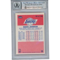 Magic Johnson Autographed 1986 Fleer #53 Trading Card 10 Auto Slab Beckett 53385