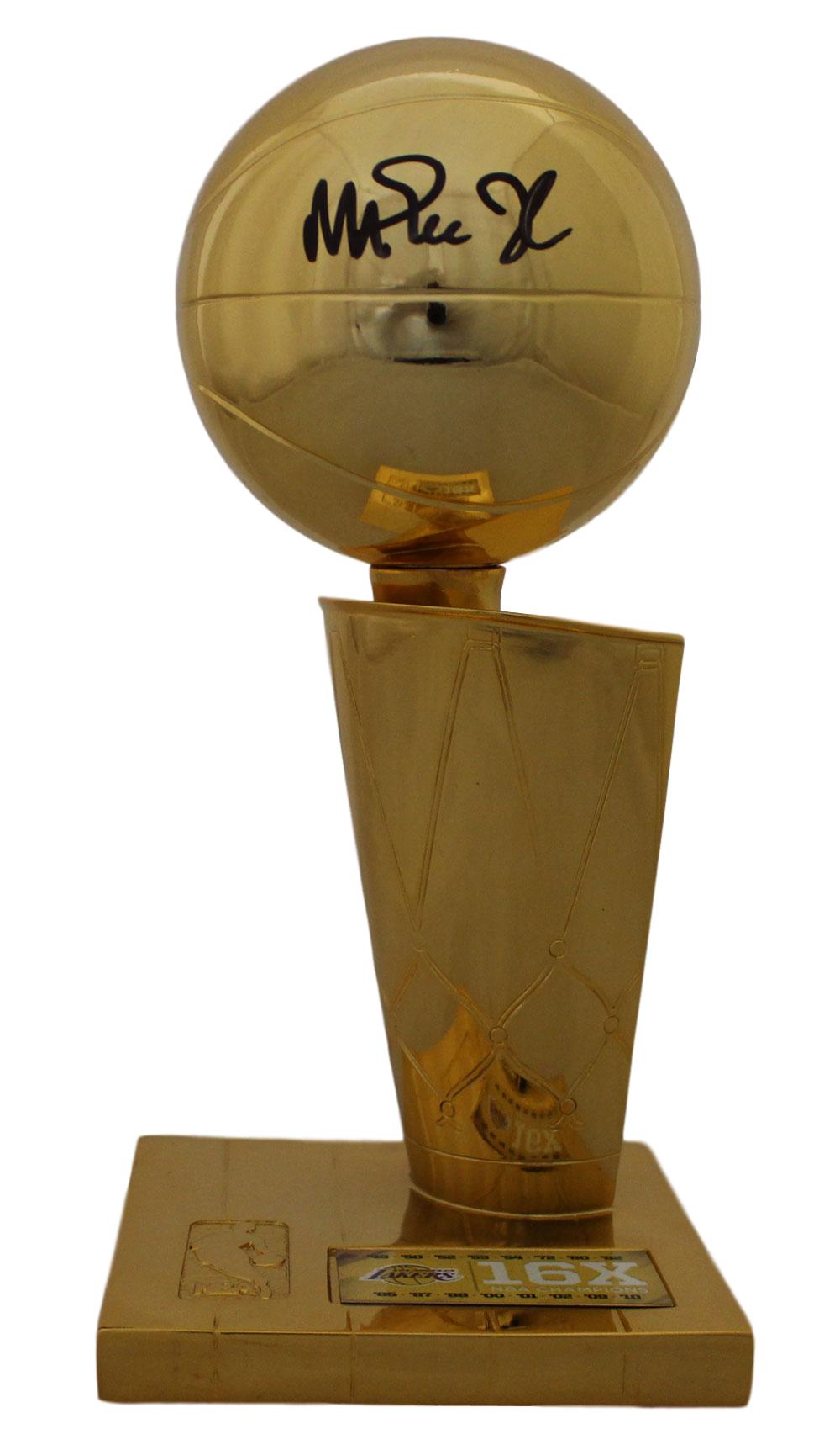 Magic Johnson Autographed Los Angeles Lakers 12" NBA Trophy Replica BAS 27288