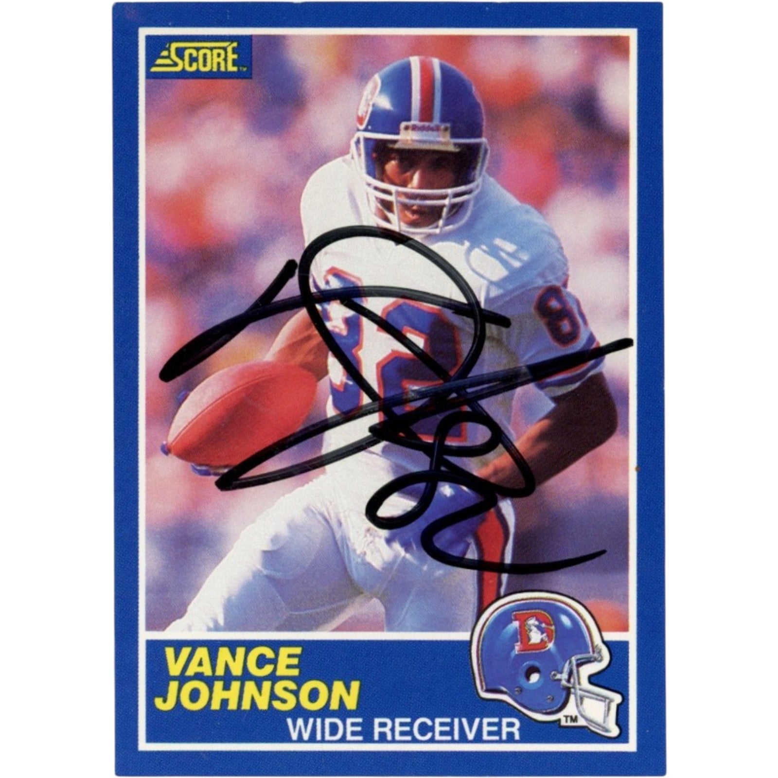 Vance Johnson Autographed/Signed Denver Broncos Trading Card Beckett 58353