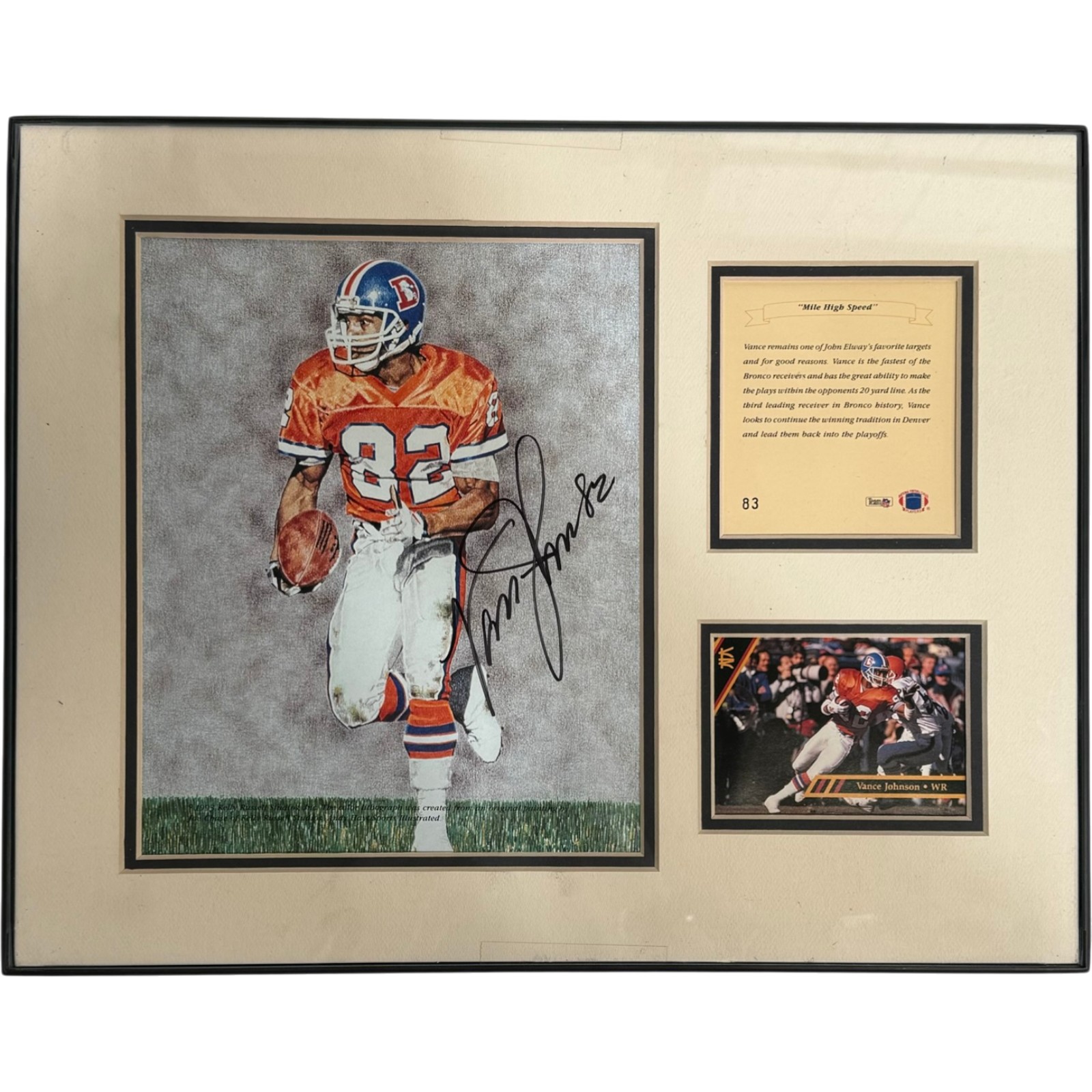 Vance Johnson Autographed Denver Broncos Framed 8x10 Photo Beckett 55357
