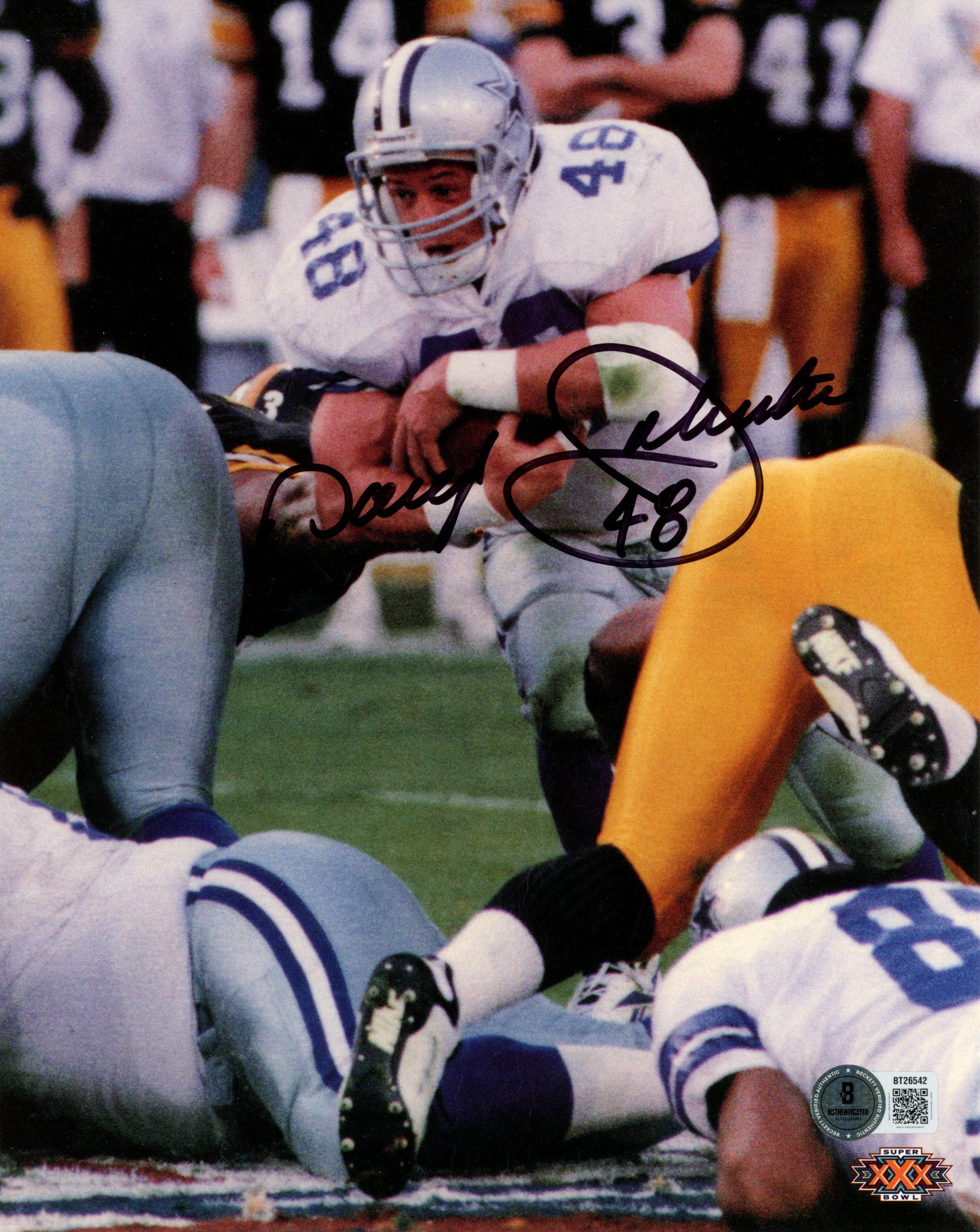Daryl Johnston Autographed Dallas Cowboys 8x10 Photo SB XXX w Ball Beckett 56734