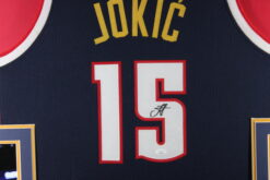Nikola Jokic Autographed Pro Style Sz XL Blue Framed Jersey 35x43 JSA 57300