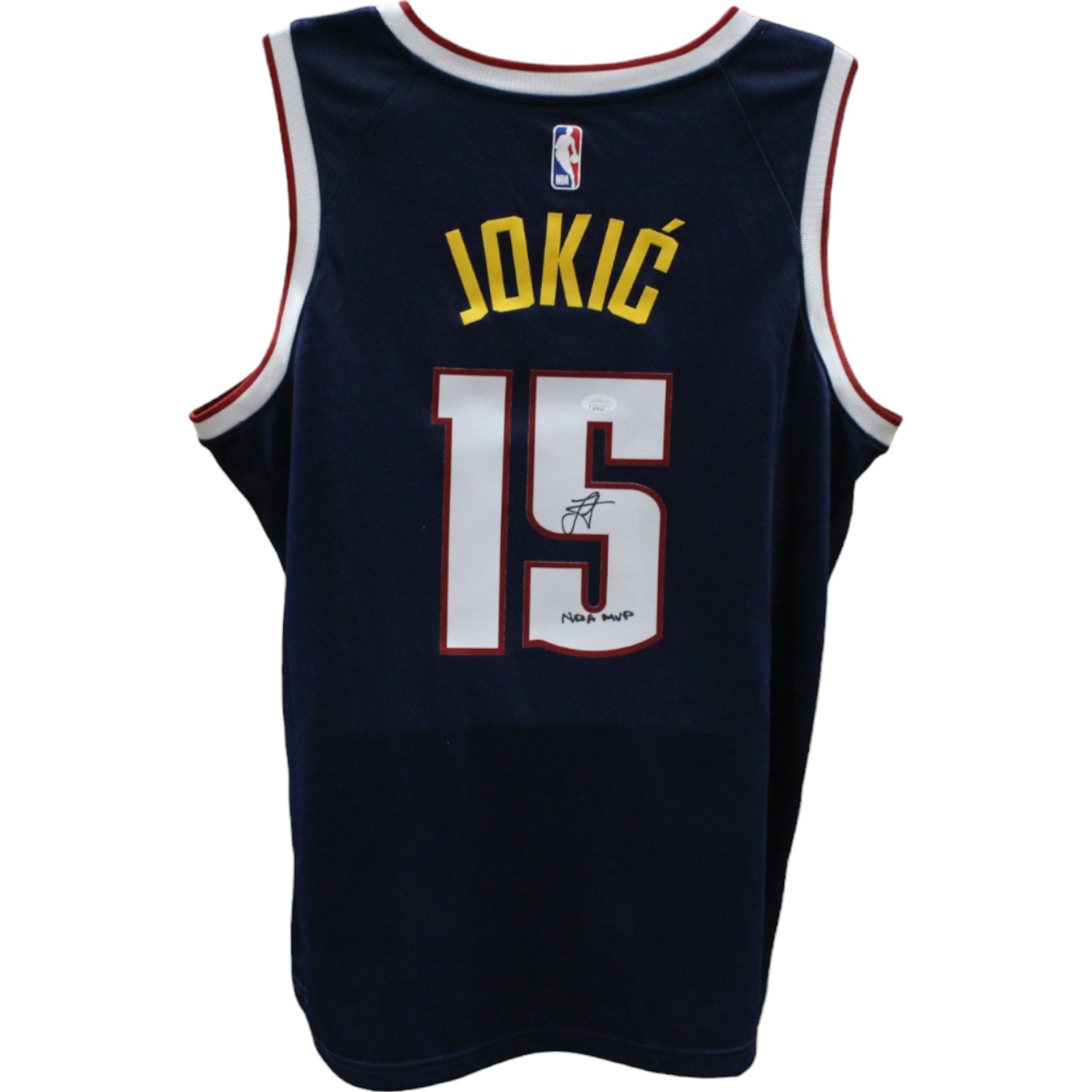 Nikola Jokic Signed Denver Nuggets Nike Navy Jersey Joker JSA 46320 Denver Autographs