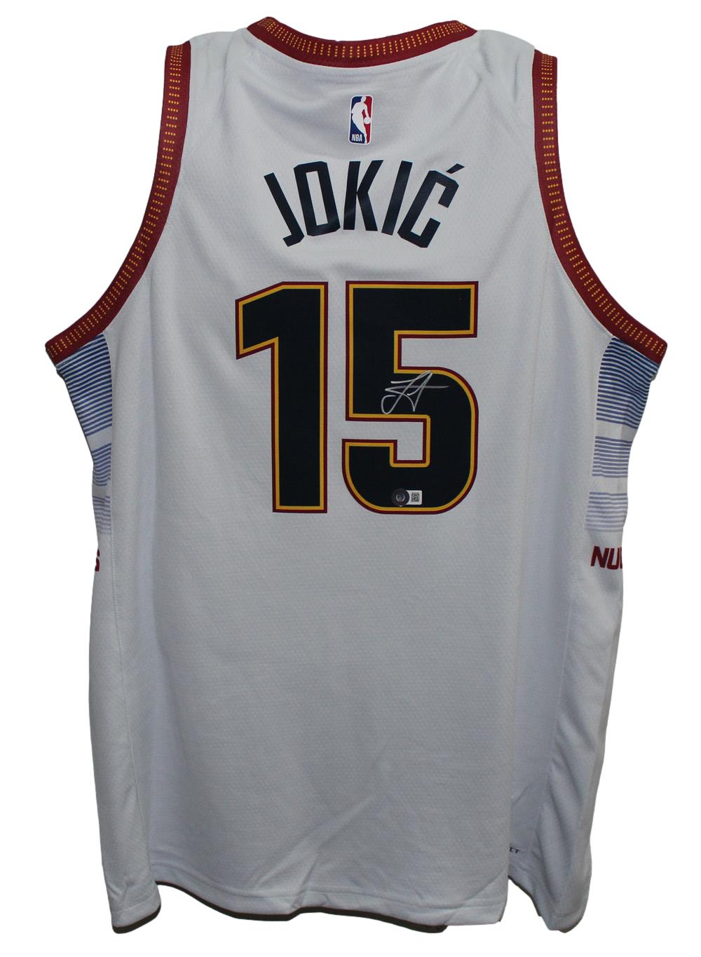 Nikola Jokic Autographed Denver Nuggets Nike Silver Jersey Beckett