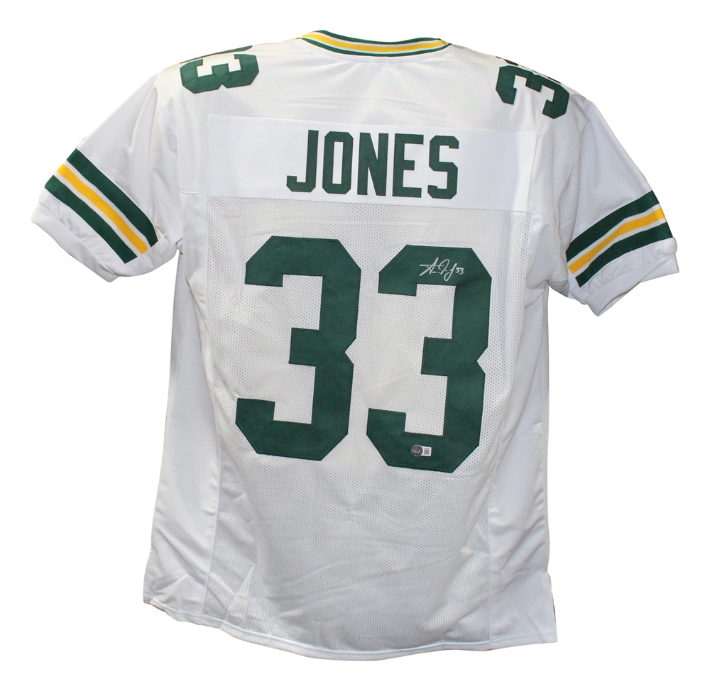 Aaron Jones Autograhed/Signed Pro Style White XL Jersey Beckett