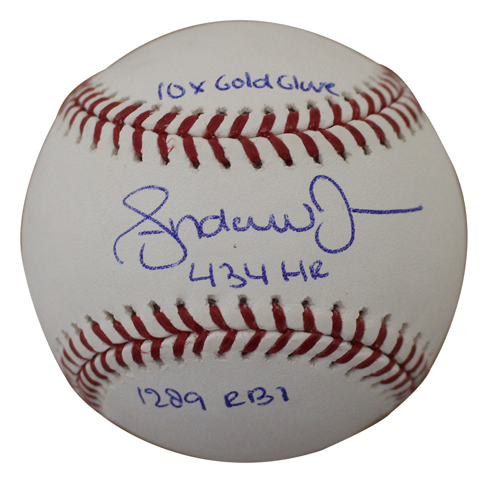 Andruw jones Autographed/Signed Atlanta Braves OML Baseball 3 Insc JSA 24922