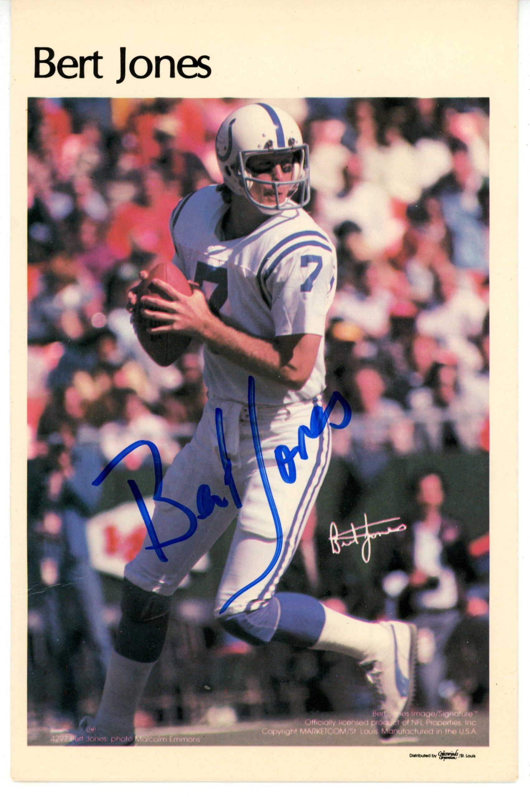 Bert Jones Autographed/Signed Baltimore Colts Mini Poster Beckett 56076