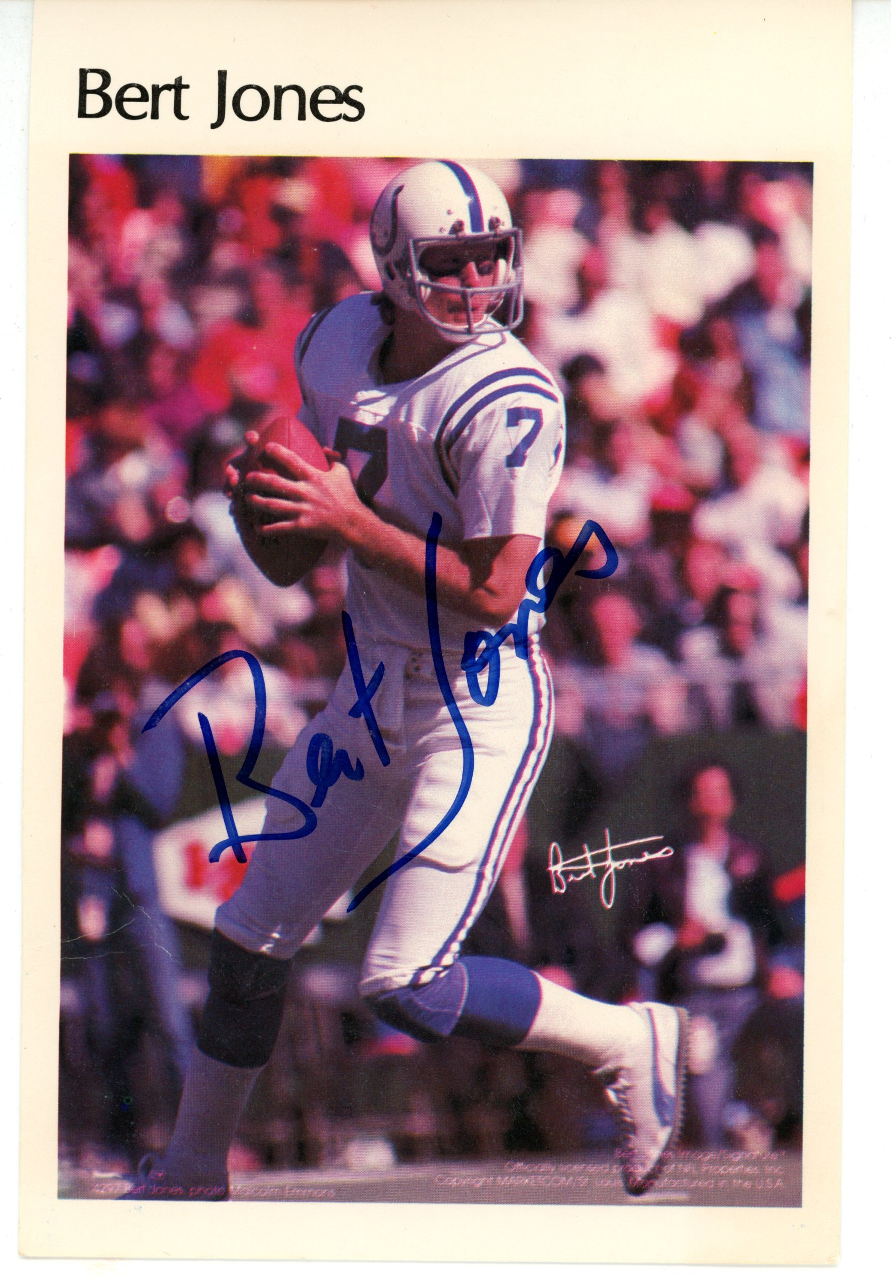 Bert Jones Autographed/Signed Baltimore Colts Mini Poster Stats Beckett 56075