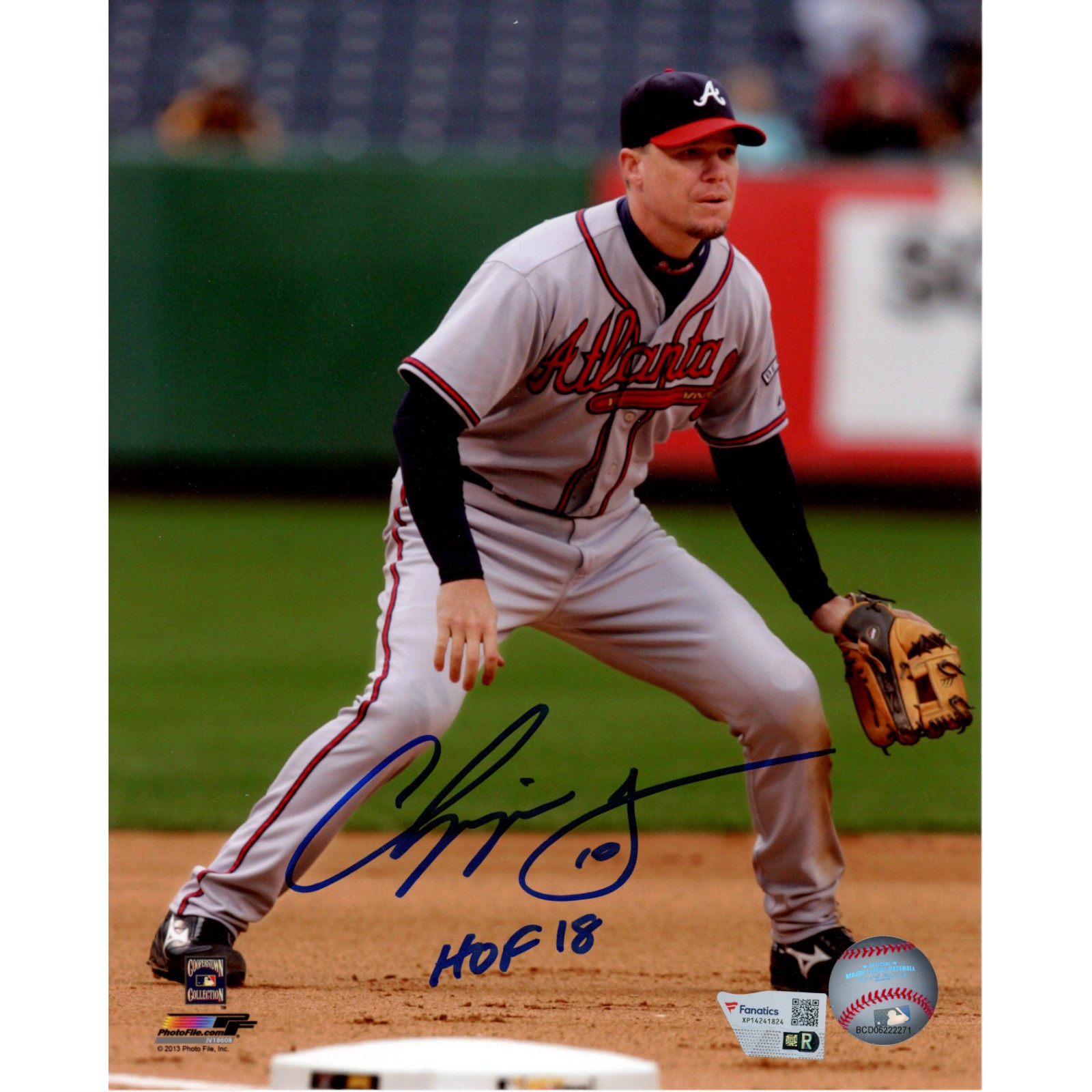 Chipper Jones Autographed/Signed Atlanta Braves 8x10 Photo Fanatics 51663