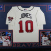 Chipper Jones Autographed Atlanta Braves Framed Cream XL Jersey BAS 18096